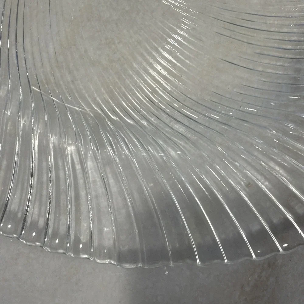 Pasabahce Platter Clear Glass Swirl Round Made in Turkey